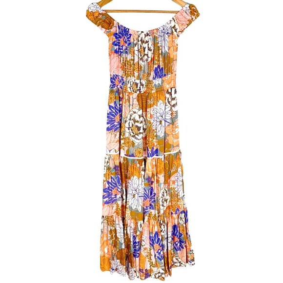 Anthro Abel The Label Pastel Romance Floral Tiered Peasant Maxi Dress Size M - Picture 8 of 11